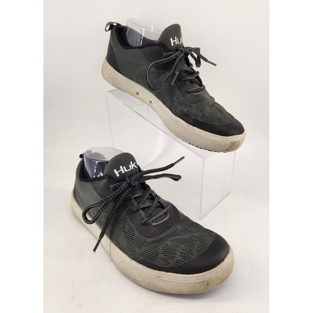 Huk Mahi Fishing Shoes Mens Size 8 Gray Black Mesh H8021005013 Low Top Sneaker